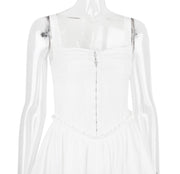 Cupid White Pleated Mini Dress - White