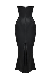 Persephone Black Strapless Corset Maxi Dress - Black