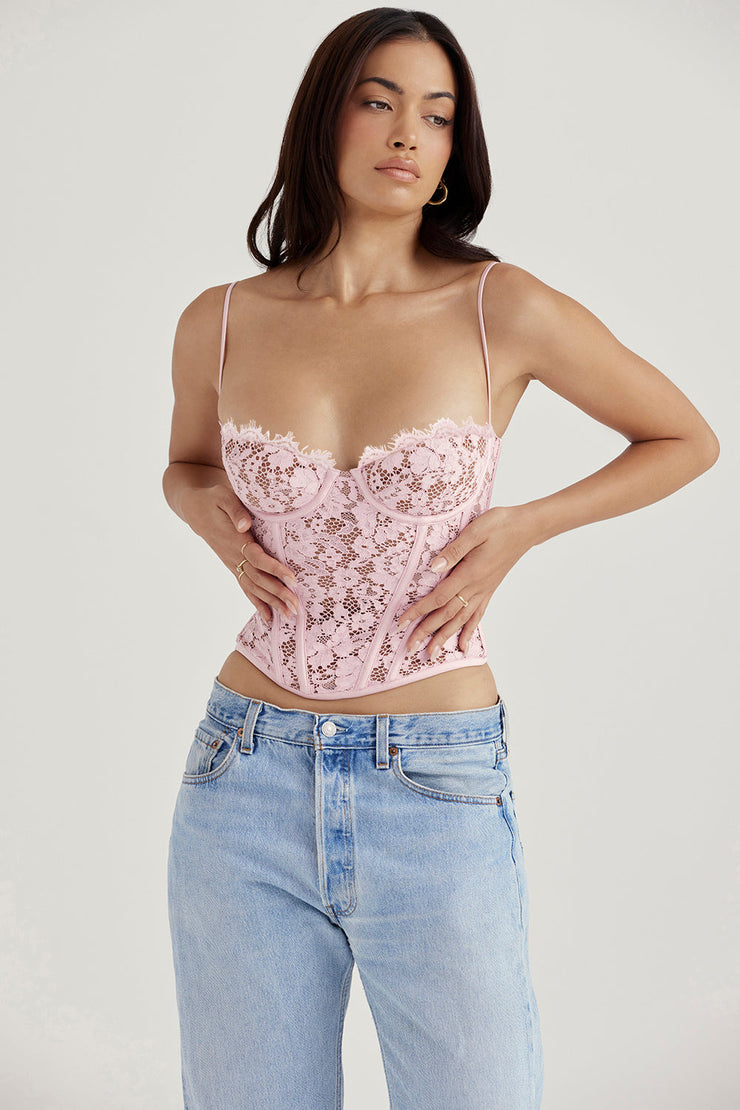 Mila Lace Underwired Corset - Light Pink