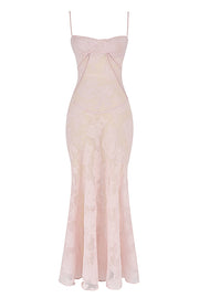 Seren Soft Pink Floral Lace Back Maxi Dress - Pink