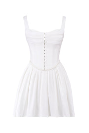 Cupid White Pleated Mini Dress - White