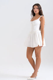 Cupid White Pleated Mini Dress - White