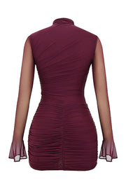 Lucasta Mulberry Gathered Mini Dress - Dark Purple