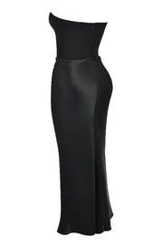 Persephone Black Strapless Corset Maxi Dress - Black