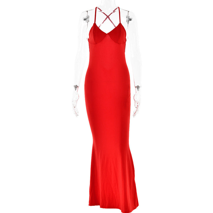 Athena Back Straps Maxi Dress - Red Dresses