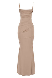 Milena Corset Maxi Dress - Beige