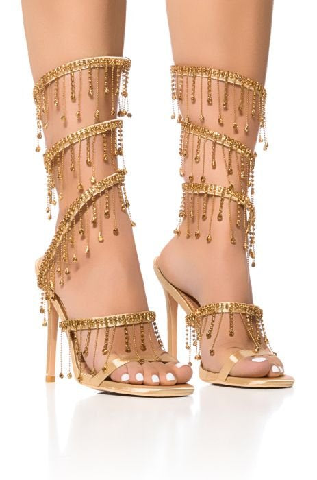 Ferrara Embellished Around The Ankle Heels - Gold High Heels