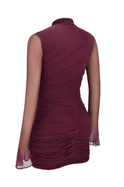 Lucasta Mulberry Gathered Mini Dress - Dark Purple