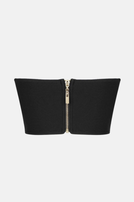 Godiva Crop Top Bustier - Black