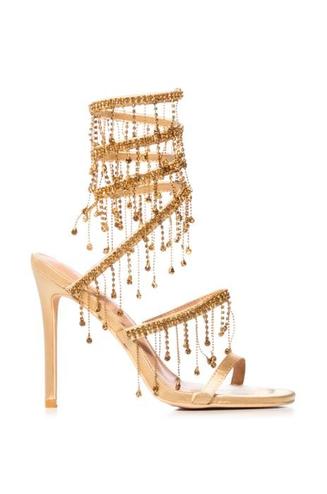 Ferrara Embellished Around The Ankle Heels - Gold High Heels