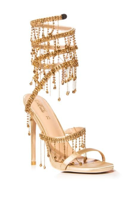 Ferrara Embellished Around The Ankle Heels - Gold High Heels