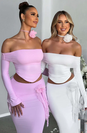 Monte Carlo Off Shoulder Maxi Dress Set - White Dresses