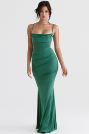 Milena Forest Corset Maxi Dress - Dark Green Dresses