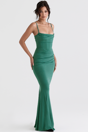 Milena Forest Corset Maxi Dress - Dark Green Dresses