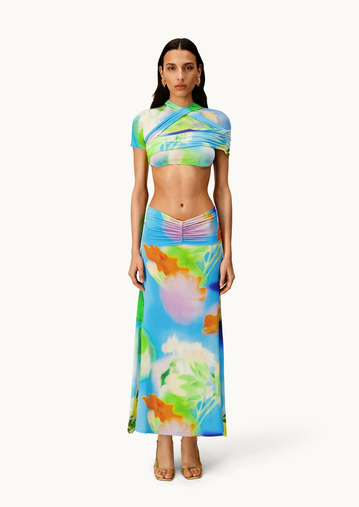 Tani Set Lilies Mermaid Colourful Print Maxi Dress - Blue Dresses