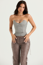 Mirabelle Smoke Lace Up Corset Top - Grey Party Dress