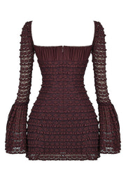 Marisa Espresso Lace Mini Dress - Dark Brown