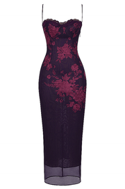 AIZA GRAPE FLORAL PRINT MAXI DRESS - Dark Purple - MALVI PARISMALVI PARIS