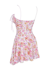 ALEJANDRA LIGHT LAVENDER FLOWER PRINT CORSET MINI DRESS - Beige - MALVI PARISMALVI PARIS