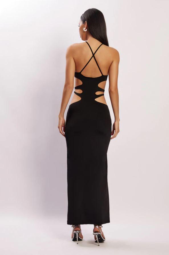 ALEXA HALTERNECK STRAPPY CUTOUT MAXI DRESS - JET Black - MALVI PARISMALVI PARIS