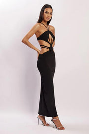 ALEXA HALTERNECK STRAPPY CUTOUT MAXI DRESS - JET Black - MALVI PARISMALVI PARIS