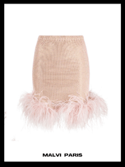 ALICIA RHINESTONE EMBELLISHED MINI SKIRT - Blush Pink / Beige - MALVI PARISMALVI PARIS