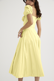 Tallulah Puff Sleeve Midi Dress - Yellow