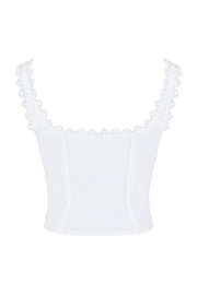 AMBER WHITE LACE TRIM TOP - White - MALVI PARISMALVI PARIS