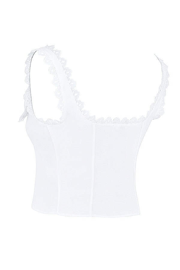 AMBER WHITE LACE TRIM TOP - White - MALVI PARISMALVI PARIS