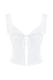 AMBER WHITE LACE TRIM TOP - White - MALVI PARISMALVI PARIS