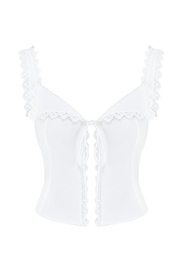 AMBER WHITE LACE TRIM TOP - White - MALVI PARISMALVI PARIS