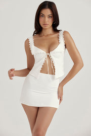 AMBER WHITE LACE TRIM TOP - White - MALVI PARISMALVI PARIS