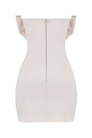 ARIELLA IVORY SATIN CRYSTAL EMBELLISHED BOW MINI DRESS - White - MALVI PARISMALVI PARIS