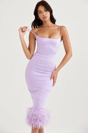 Helena Orchid Satin Midi Dress - Purple