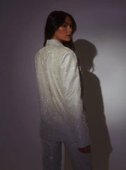 MILEY PALOMA  OVERSIZED GLITTER BLAZER - Silver - MALVI PARIS