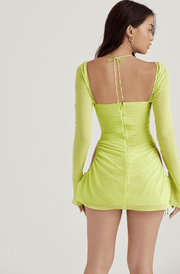 BABY LIME CHIFFON HALTER MINI DRESS - Lime Green - MALVI PARISMALVI PARIS