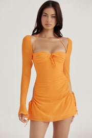 BABY TANGERINE CHIFFON HALTER MINI DRESS - Orange - MALVI PARISMALVI PARIS