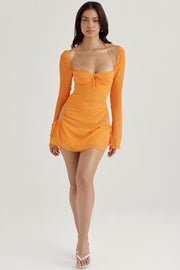 BABY TANGERINE CHIFFON HALTER MINI DRESS - Orange - MALVI PARISMALVI PARIS