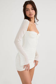 BABYDOLL IVORY CHIFFON HALTER MINI DRESS - White - MALVI PARISMALVI PARIS