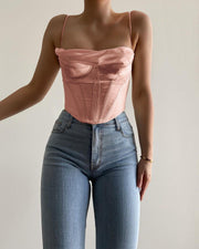 BEA Blush Satin Draped Corset Top - Light Pink - MALVI PARISMALVI PARIS