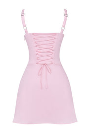 CARLOTTA BABY PINK CORSET MINI DRESS - Light Pink - MALVI PARISMALVI PARIS