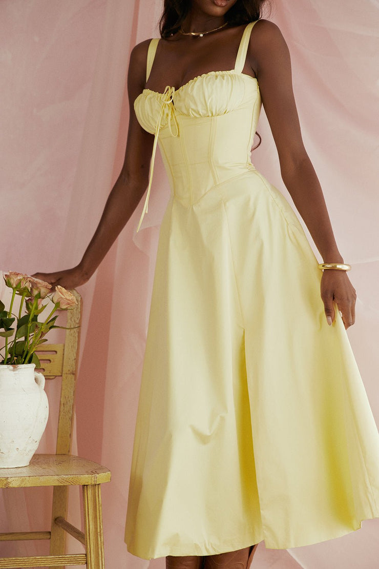 CARMEN BUTTERCUP BUSTIER MIDI DRESS - Yellow - MALVI PARISMALVI PARIS