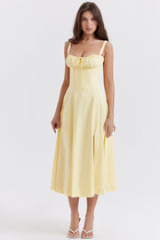 CARMEN BUTTERCUP BUSTIER MIDI DRESS - Yellow - MALVI PARISMALVI PARIS