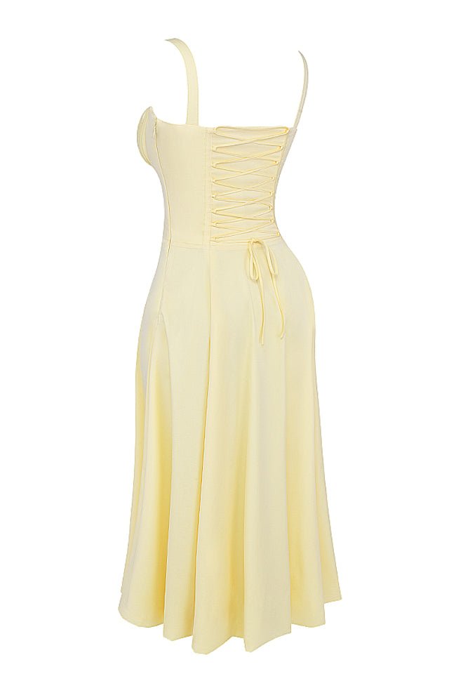 CARMEN BUTTERCUP BUSTIER MIDI DRESS - Yellow - MALVI PARISMALVI PARIS