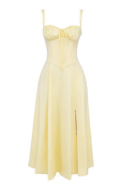 CARMEN BUTTERCUP BUSTIER MIDI DRESS - Yellow - MALVI PARISMALVI PARIS