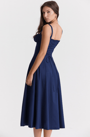 CARMEN FRENCH NAVY BUSTIER MIDI DRESS - Dark Blue - MALVI PARISMALVI PARIS