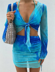 CAROLINA TIE DYE MINI SKIRT SETS - Blue - MALVI PARISMALVI PARIS