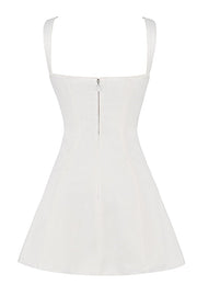 CASSANDRA IVORY SATIN AND LACE MINI DRESS - white - MALVI PARISMALVI PARIS