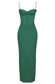 CHARMAINE FOREST CORSET MAXI DRESS - Dark green - MALVI PARISMALVI PARIS