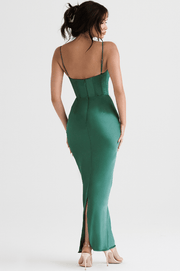 CHARMAINE FOREST CORSET MAXI DRESS - Dark green - MALVI PARISMALVI PARIS